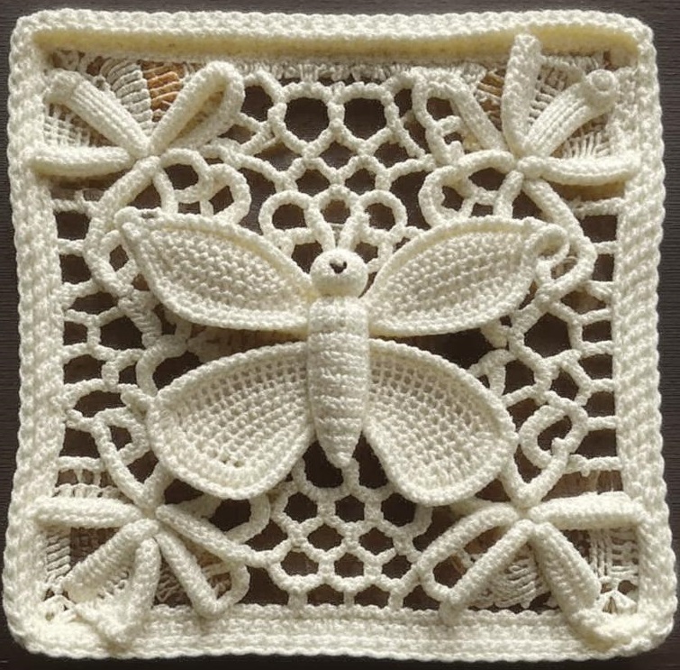 ВЯЗАНИЕ. Квадратные мотивы с БАБОЧКАМИ и ЖУКАМИ в бежевых и кремовых тонах от нейросети. ПОДБОРКА №1 смотреть онлайн
