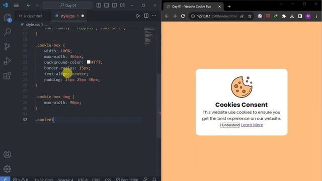 Day 01 | Cookies Consent Box - HTML & CSS | 100 Days Code Challenge смотреть онлайн