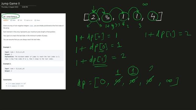 45. Jump Game II - LeetCode - Java - Dynamic Programming смотреть онлайн