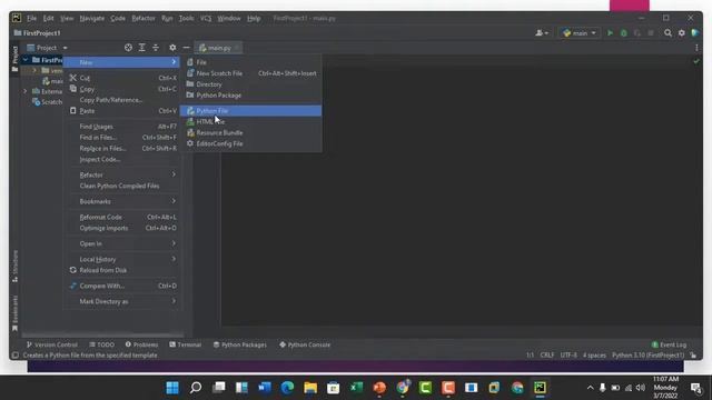 HOW TO WRITE YOUR FIRST PYTHON CODE, CREATE A PROJECT AND FILE смотреть онлайн