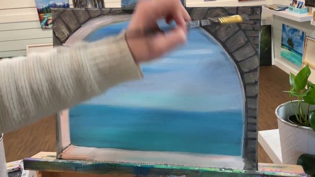 HOW TO PAINT an OCEAN ARCHWAY 🌸 weeping wisteria and geraniums смотреть онлайн