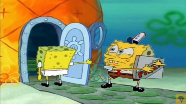 Did Patrick just turn into Trying to get Pizza from SpongeBob