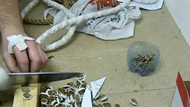 Рез каната. Кухонный нож Буртякова Николая. Подшипниковая сталь (ШХ-15). (часть 1) смотреть онлайн