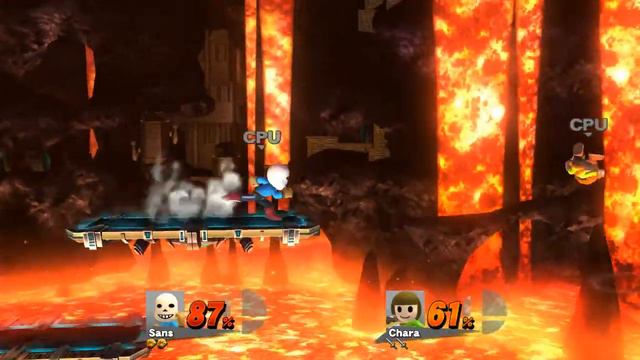 Super Smash Brothers Wii u- Sans vs Chara Mii FIght смотреть онлайн
