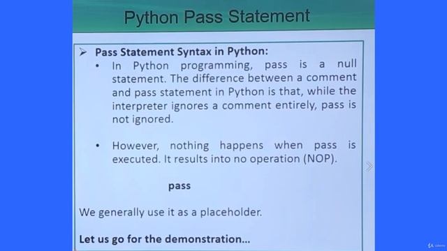 Part 34 Python Pass Statement Udemy смотреть онлайн