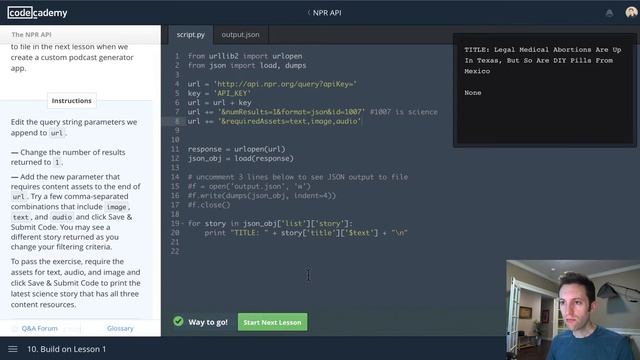 Codecademy NPR API in Python смотреть онлайн