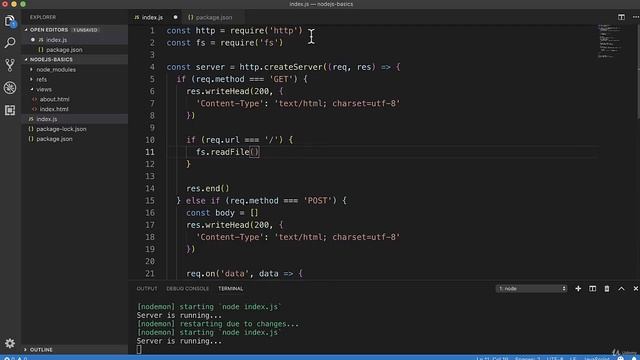 Полное руководство Node.JS. Урок 15. Web сервер с HTML страницами смотреть онлайн