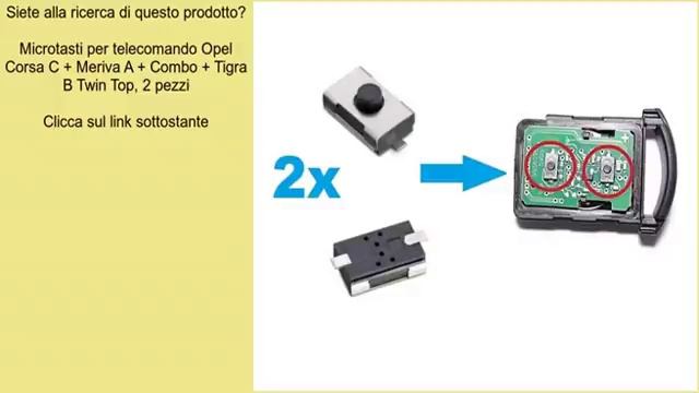 Microtasti Per Telecomando Opel Corsa C + Meriva A + Combo + Tigra B Twin Top, 2 Pezzi