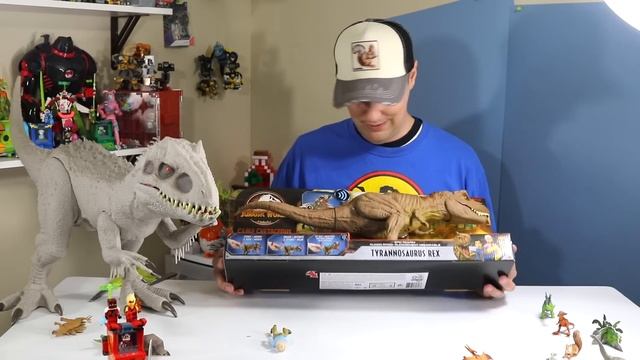 Jurassic World Camp Cretaceous Super Colossal Indominus and T-Rex Dinosaur Review! смотреть онлайн