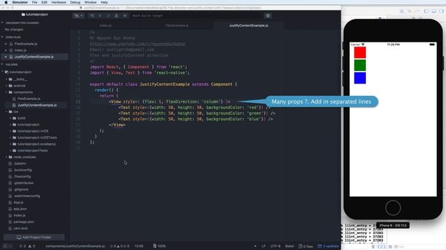08-Sử dụng Flex và thuộc tính justifyContent trong React Native Component смотреть онлайн