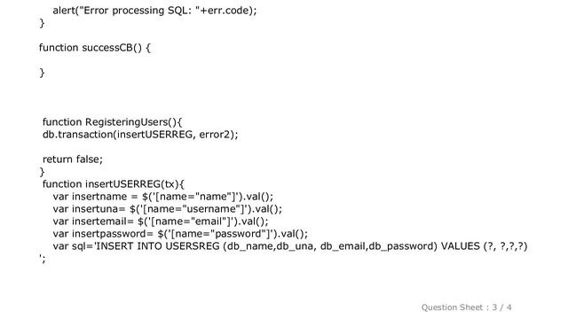 HTML : Error in executeSql query смотреть онлайн