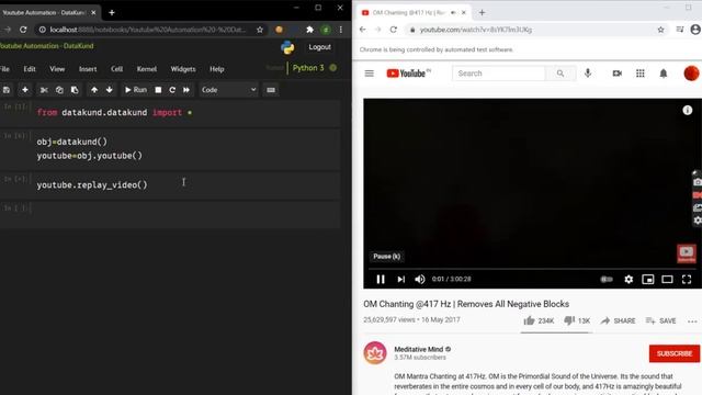 Youtube Auto Replay Video | Youtube Automation- Python,DataKund смотреть онлайн
