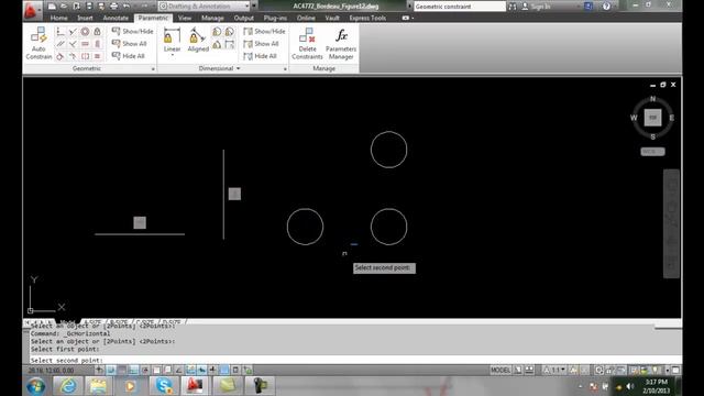 AutoCAD II 22-8 Horizontal and Vertical Constraints смотреть онлайн
