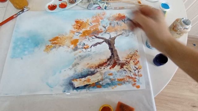 Рисунок "Красивая Осень", гуашь /drawing "Beautiful autumn" in gouache смотреть онлайн
