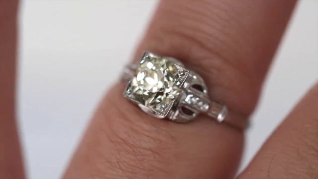 Circa 1930 Art Deco 18K White Gold 1.40ct Old European Brilliant Diamond Engagement Ring - VEG#1895 смотреть онлайн