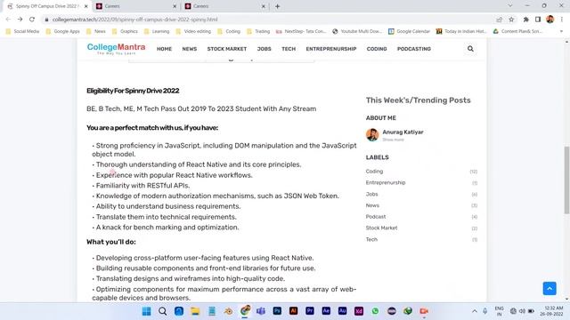 Spinny Off Campus Drive 2022 For Frontend Developer – React Native смотреть онлайн