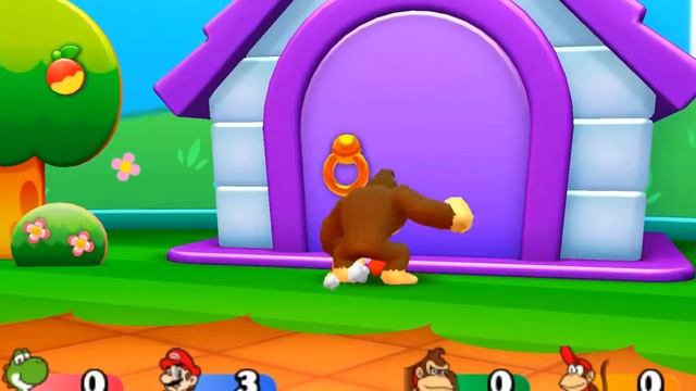 Mario Party Star Rush - 4 Player Mini Games - Yoshi Mario DK Diddy Kong All Bosses (Master Cpu) смотреть онлайн