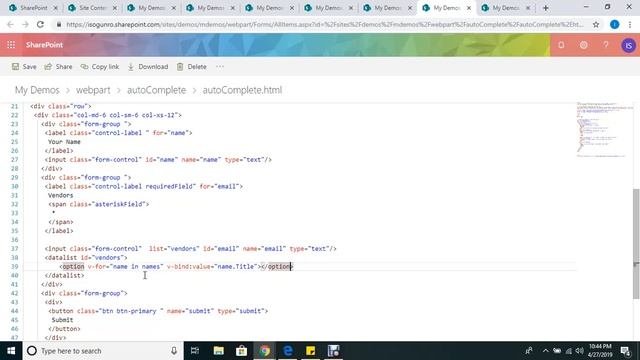 VUE and DataList autocomplete from list смотреть онлайн