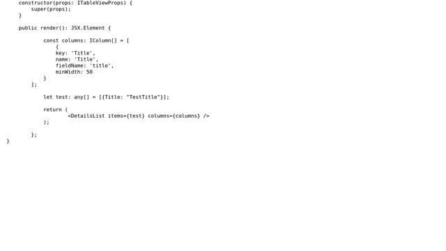 Sharepoint: Office UI Fabric DetailsList(React) rendering: DetailsColumn.render() error смотреть онлайн