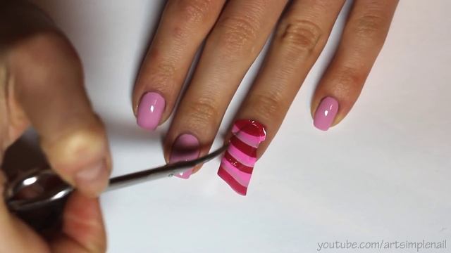 Водный маникюр ко Дню Святого Валентина в полоску с сердцами | Valentine's Hearts Water Marble Nail смотреть онлайн