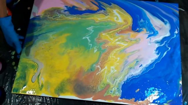 Fluidart - acrylic liquid pouring - crazy colours | Флюид арт - роспись жидким акрилом - яркие цвет смотреть онлайн
