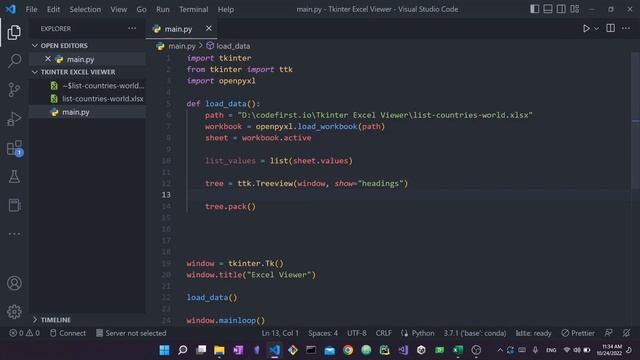 Python Tkinter Load Excel Data tutorial [openpyxl, tkinter] смотреть онлайн