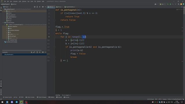Решение задач Эйлера на Python. Задача 44. смотреть онлайн