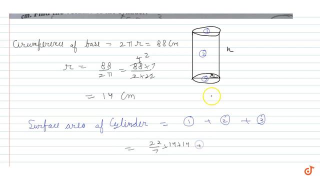 The total surface area of a cylinder is 6512 `cm^2` and the circumference of its base is 88 ... смотреть онлайн