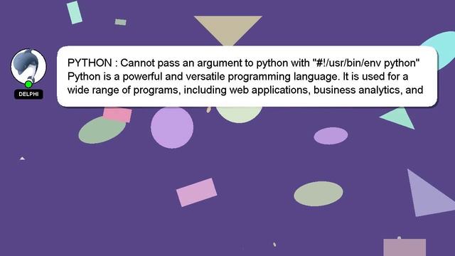 PYTHON : Cannot pass an argument to python with "#!/usr/bin/env python" смотреть онлайн