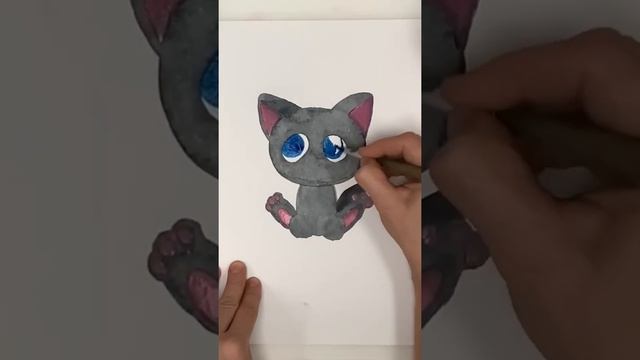 Рисуем милого мультяшного котика. Как нарисовать кота поэтапно. Урок рисования для детей. смотреть онлайн
