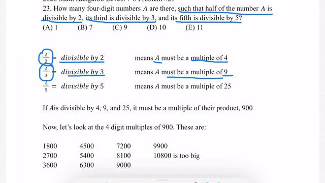 2020 Math Kangaroo Levels 7-8 Problem #23 смотреть онлайн