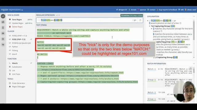 Matching a whole string and capturing any text before and after an optional word смотреть онлайн