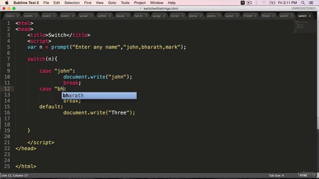 JavaScript Using String in Switch смотреть онлайн