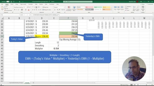 Exponential Moving Average Excel Template смотреть онлайн