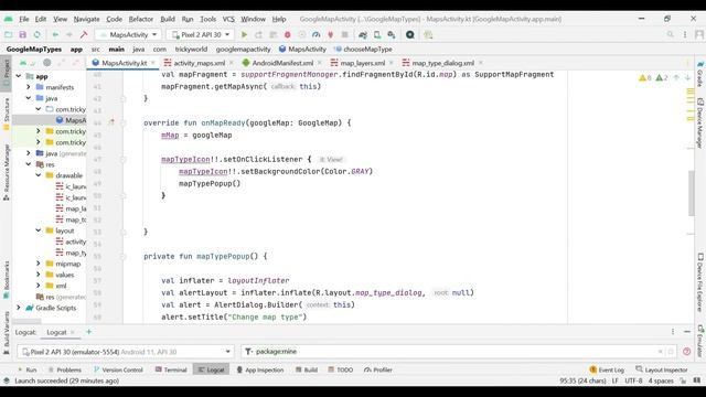 Change google map type | show popup | Enable current location btn in GoogleMap in Android | Kotlin смотреть онлайн