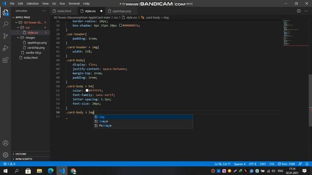 HTML || CSS YORDAMIDA 3D HOVER APPLE CARD. смотреть онлайн