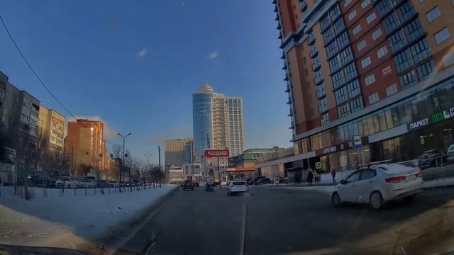 Traffic on the Tyumen city streets/Движение на автомобиле по Тюмени с Заречный проезд 4а смотреть онлайн