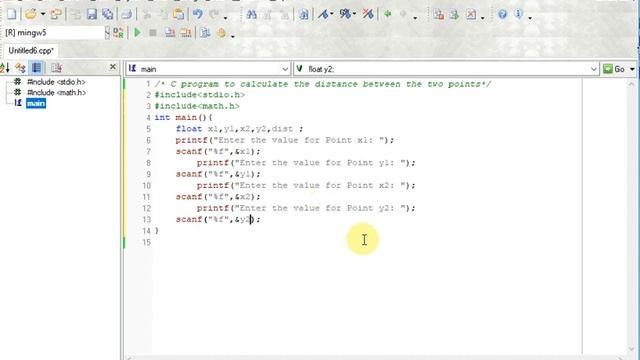 C program to calculate the distance between the two points смотреть онлайн