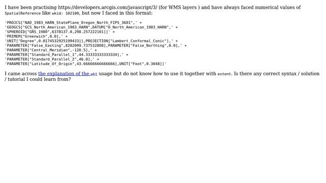 GIS: Working with ESRI WKT Spatial Reference in ArcGIS API for JavaScript? смотреть онлайн