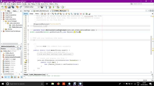 jTables - create & use - JAVA |NetBeans| ARBX CodeX 2019 смотреть онлайн