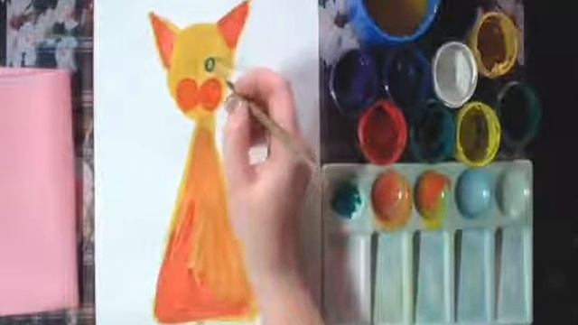 Рисование для детей 5 8 лет Кот на коврике гуашью aeRaYS87Dqo смотреть онлайн