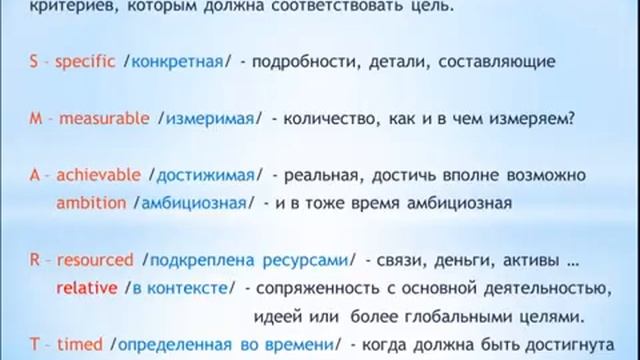 Как правильно ставить цели, Техника SMART смотреть онлайн