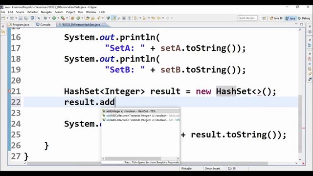 hashset difference in java смотреть онлайн