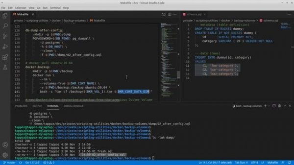 How to backup a Docker Volume for an existing Postgres SQL database running as a Docker Container