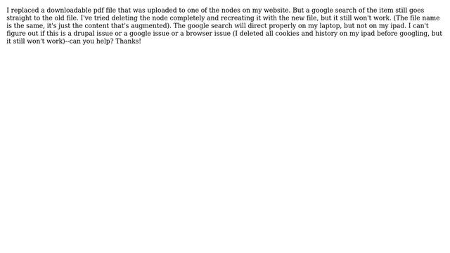 Drupal: I replaced a pdf file but google searches for the node turn up the old pdf file смотреть онлайн