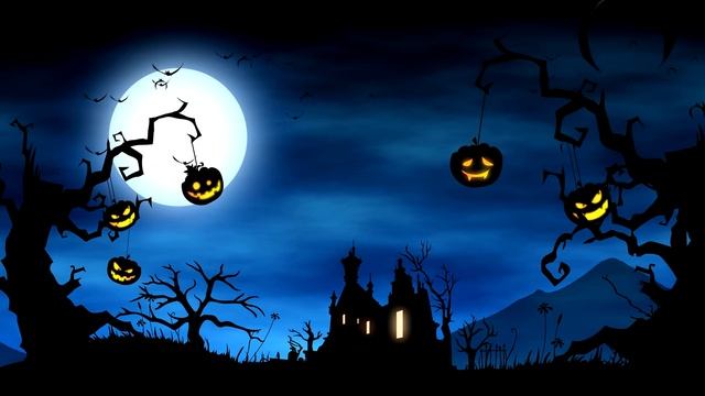 4K, Cartoon Video Background. Halloween Yard Background Animation, Royalty Free, UHD смотреть онлайн