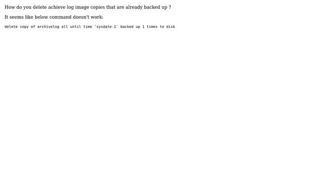 Databases: How do you delete achieve log image copies that are already backed up? смотреть онлайн