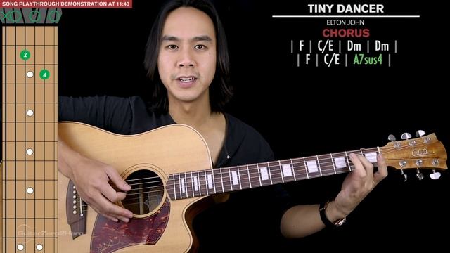 Tiny Dancer Guitar Tutorial - Elton John Guitar Lesson ? |No Capo + Easy Chords + TAB| смотреть онлайн