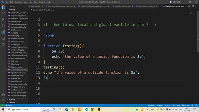 How to use local and global variable in php смотреть онлайн