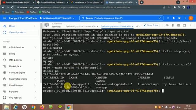 Lab=1 Introduction to Docker (Quest:4) (GSP055) смотреть онлайн